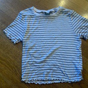 black and white horizontal stripped crop top